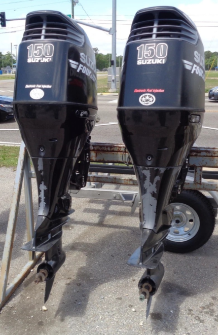 PRE-OWNED SET OF 2006 SUZUKI DF150 150 HP 4-STROKE OUTBOARD BOAT ENGINES — Used Outboards