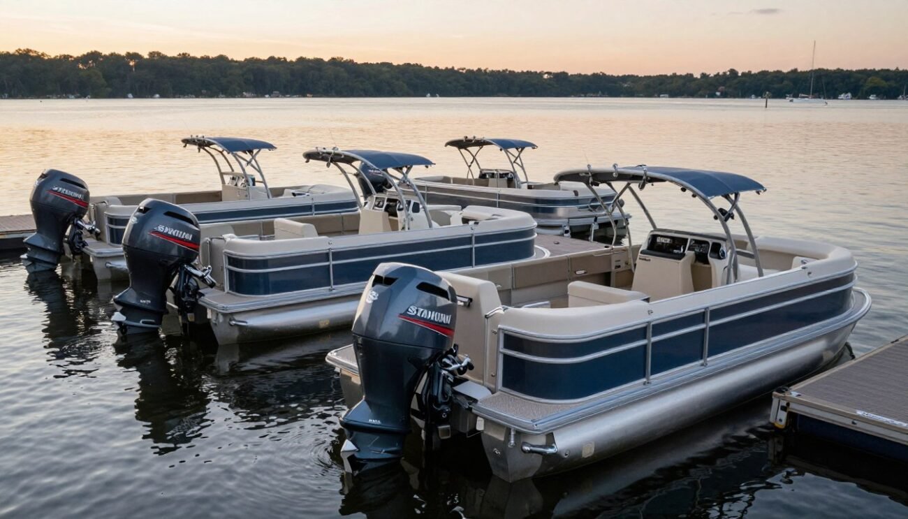Best outboard motors for pontoon boats on marina dock