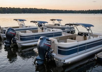 Best outboard motors for pontoon boats on marina dock