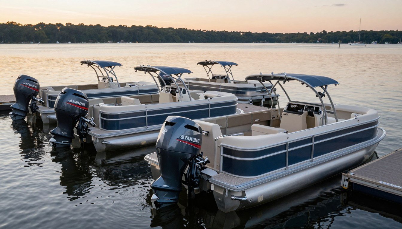 Best outboard motors for pontoon boats on marina dock