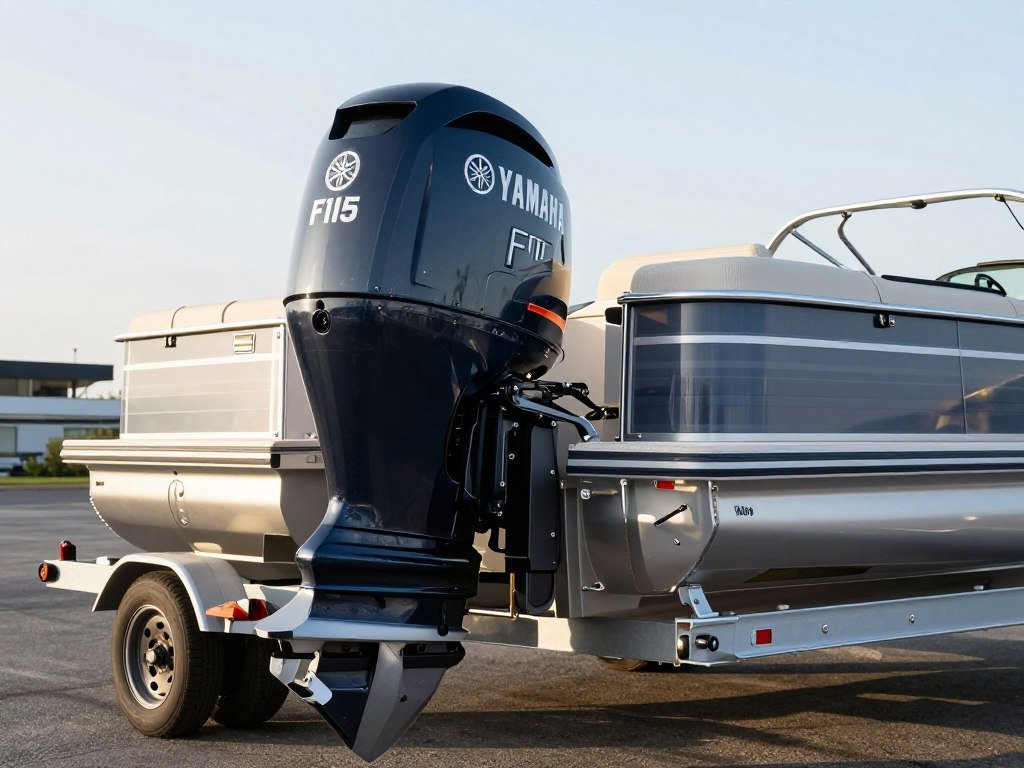 Yamaha F115 outboard motor on mid-size pontoon