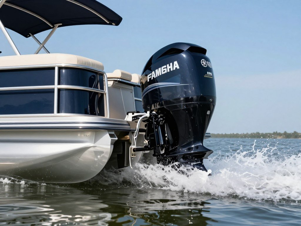 Yamaha F150 outboard motor on performance pontoon boat